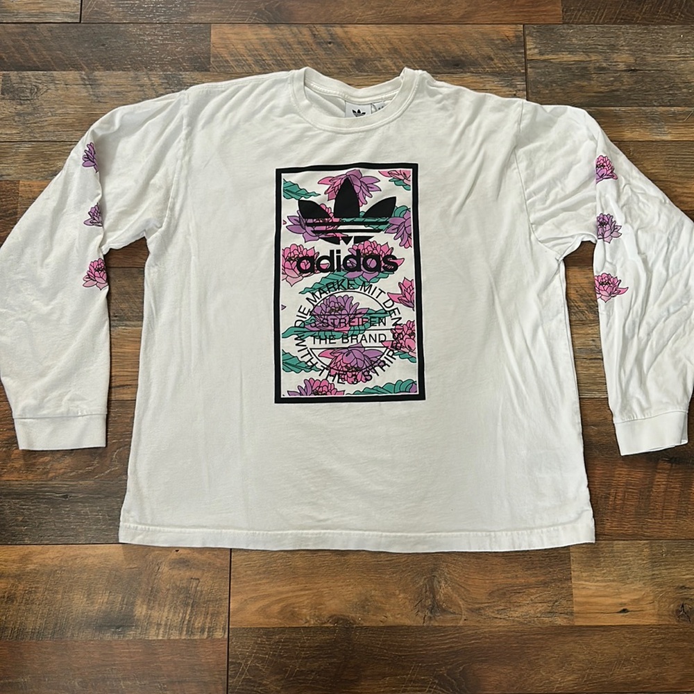 Adidas long sleeve t shirt with floral design Sz XL